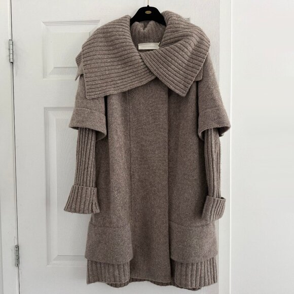 Donna Karan Wool/Cashmere Cardigan Coat in Taupe, size M/L - Picture 2 of 8